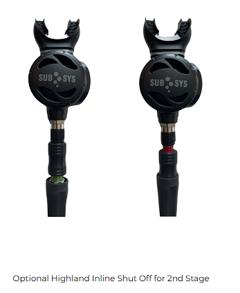 Optional Highland inline shutoff for second stage — open and closed positions