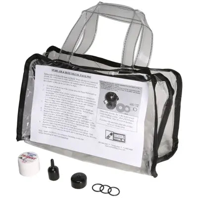 Spare Air travel pack carrying bag shown with included accessories and instruction sheet.
